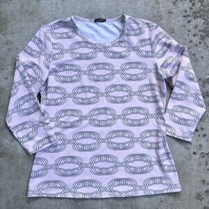 J. J McLaughlin Top Signature Tee Catalina Cloth Light Pink Pastel Printed M